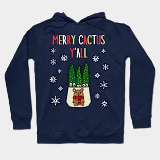 Merry Cactus Y'all - Eves Pin Cacti In Christmas Bear Pot Hoodie